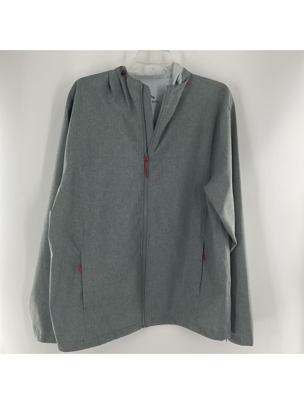 Marino Bay Size Large Windbreaker Jacket Gray Pockets Full Zip Hooded 145
